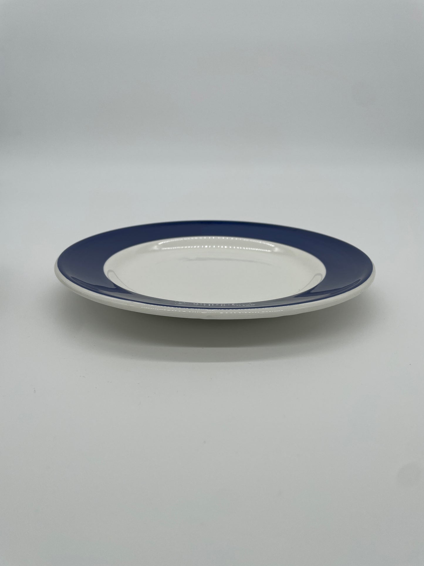 Vintage lunchborden wit & donkerblauw 4 stuks