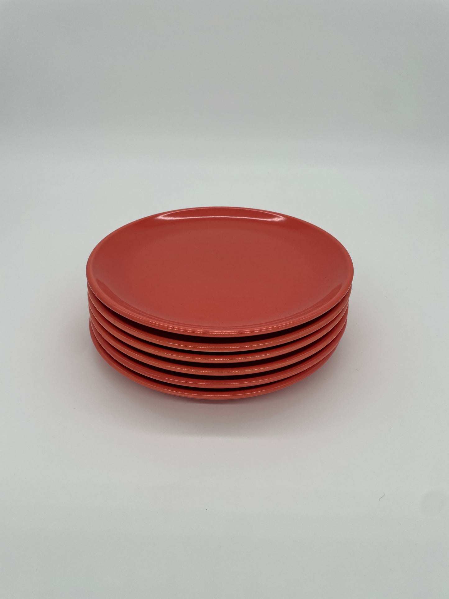 Vintage lunchborden fel koraal 6 stuks