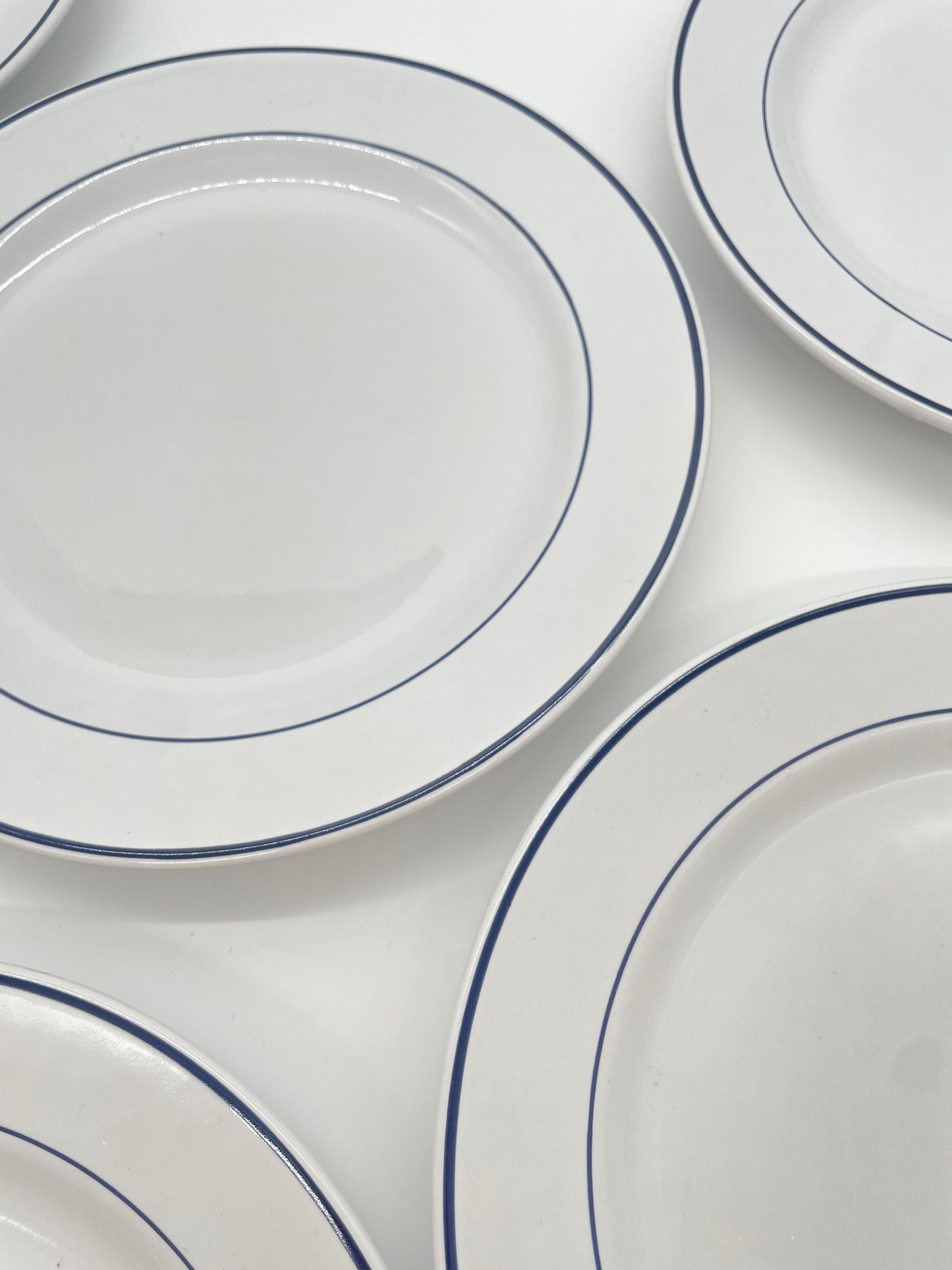 Vintage dinerborden wit met donkerblauwe rand 6 stuks