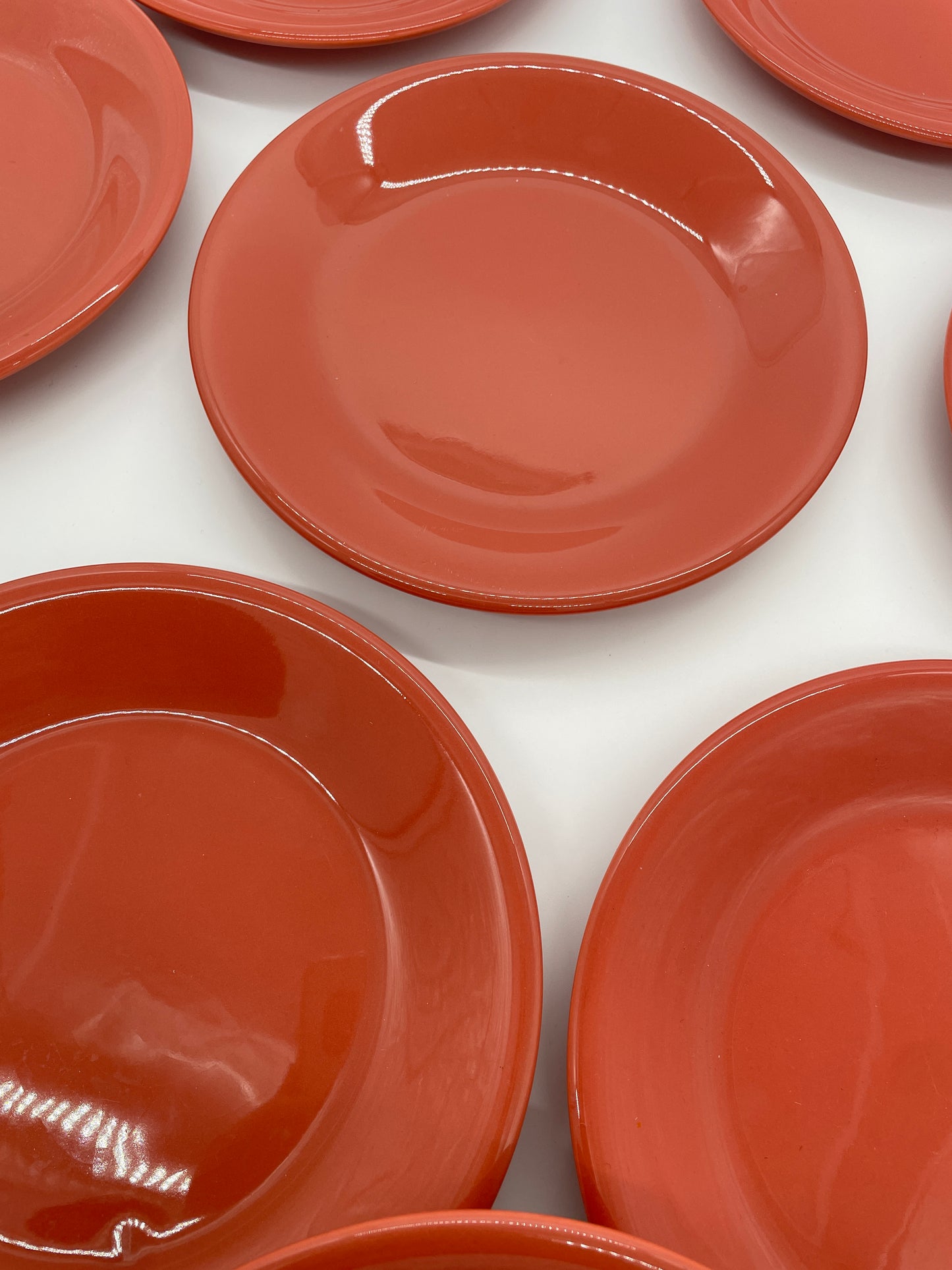 Vintage lunchborden koraal rand 10 stuks