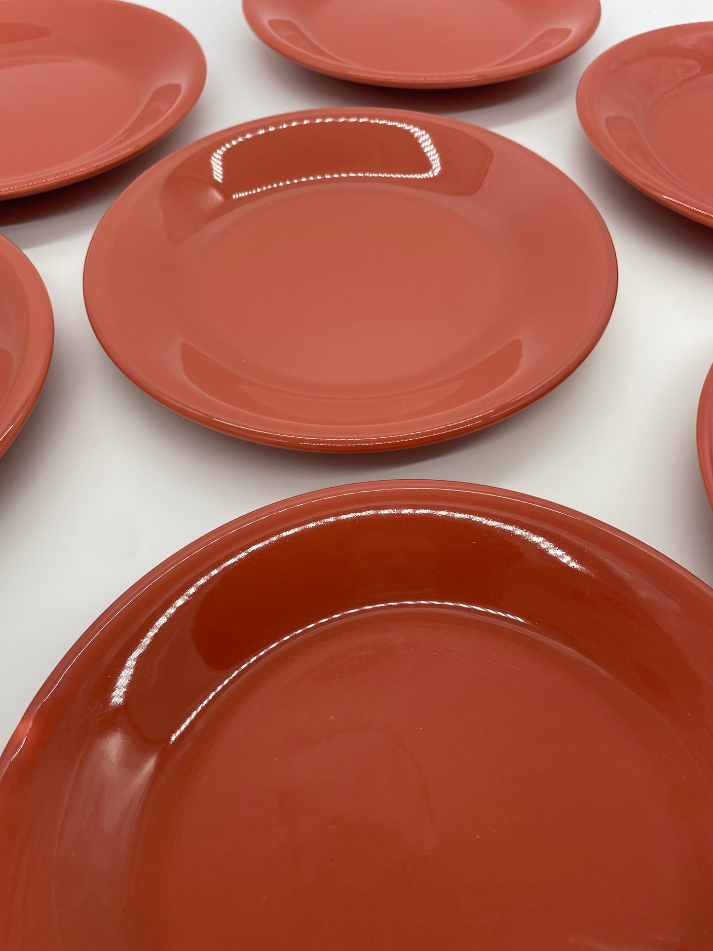 Vintage lunchborden koraal rand 10 stuks