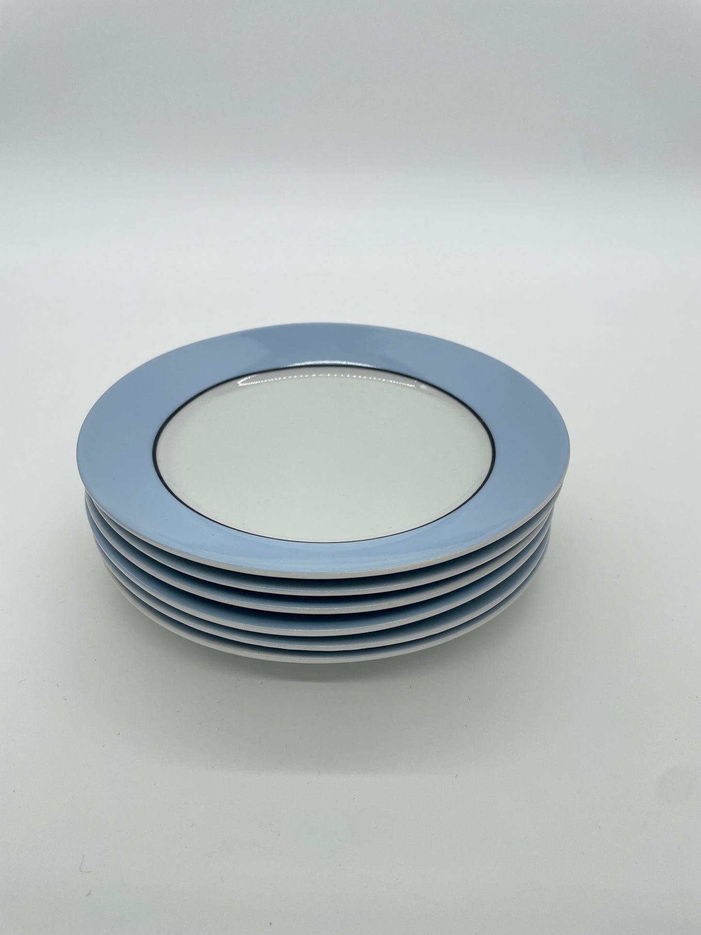 Gebakbordjes wit & babyblauw 6 stuks