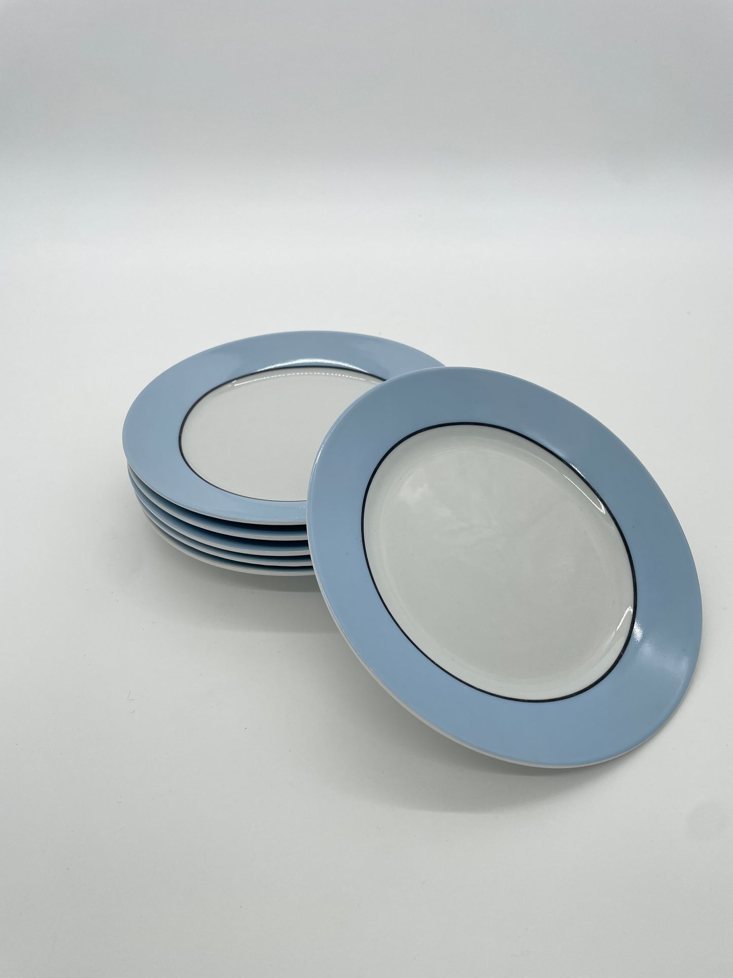 Gebakbordjes wit & babyblauw 6 stuks