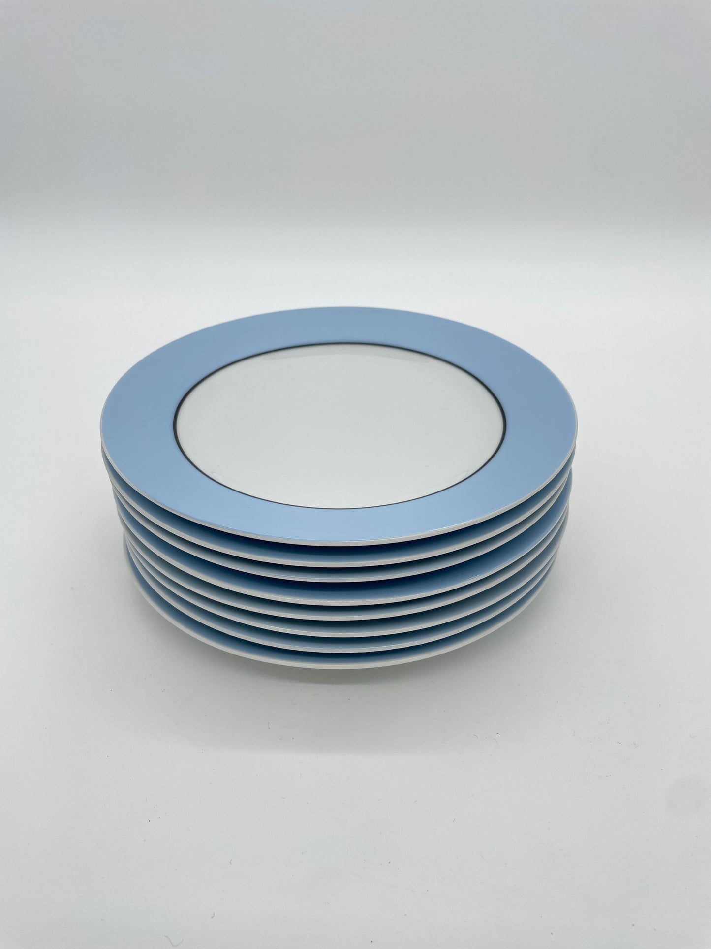 Vintage lunchborden wit & babyblauw 8 stuks