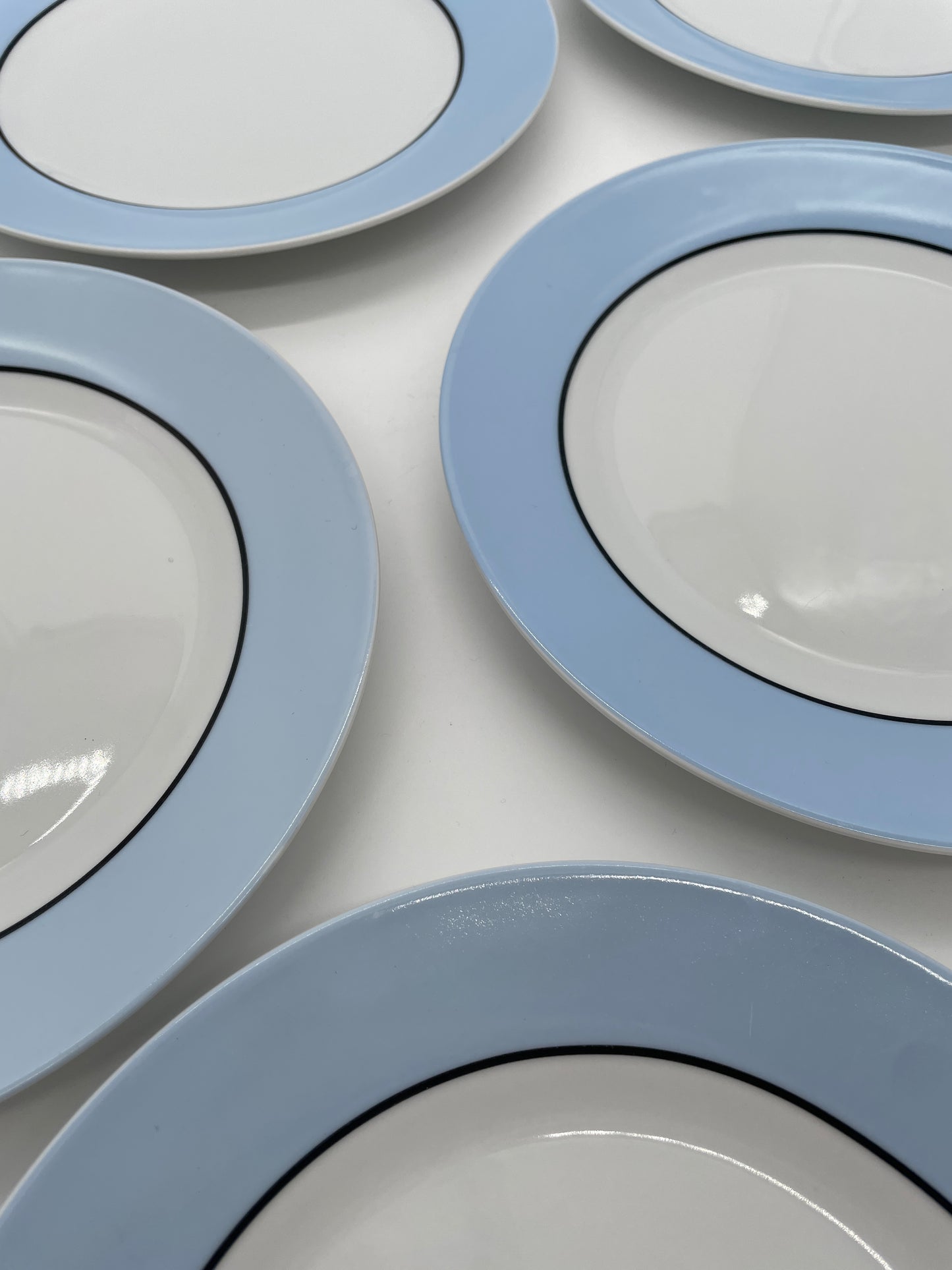 Vintage lunchborden wit & babyblauw 8 stuks