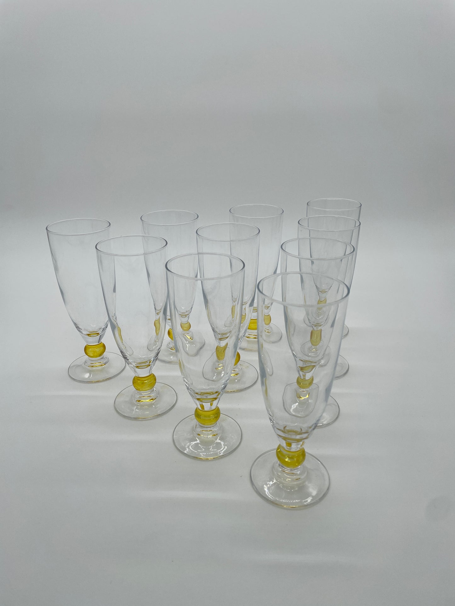 Vintage flutes met geel detail 10 stuks