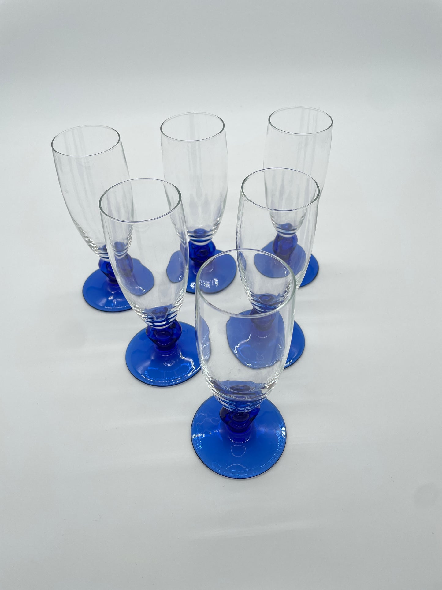 Vintage champagneglazen kobalt blauw 6 stuks
