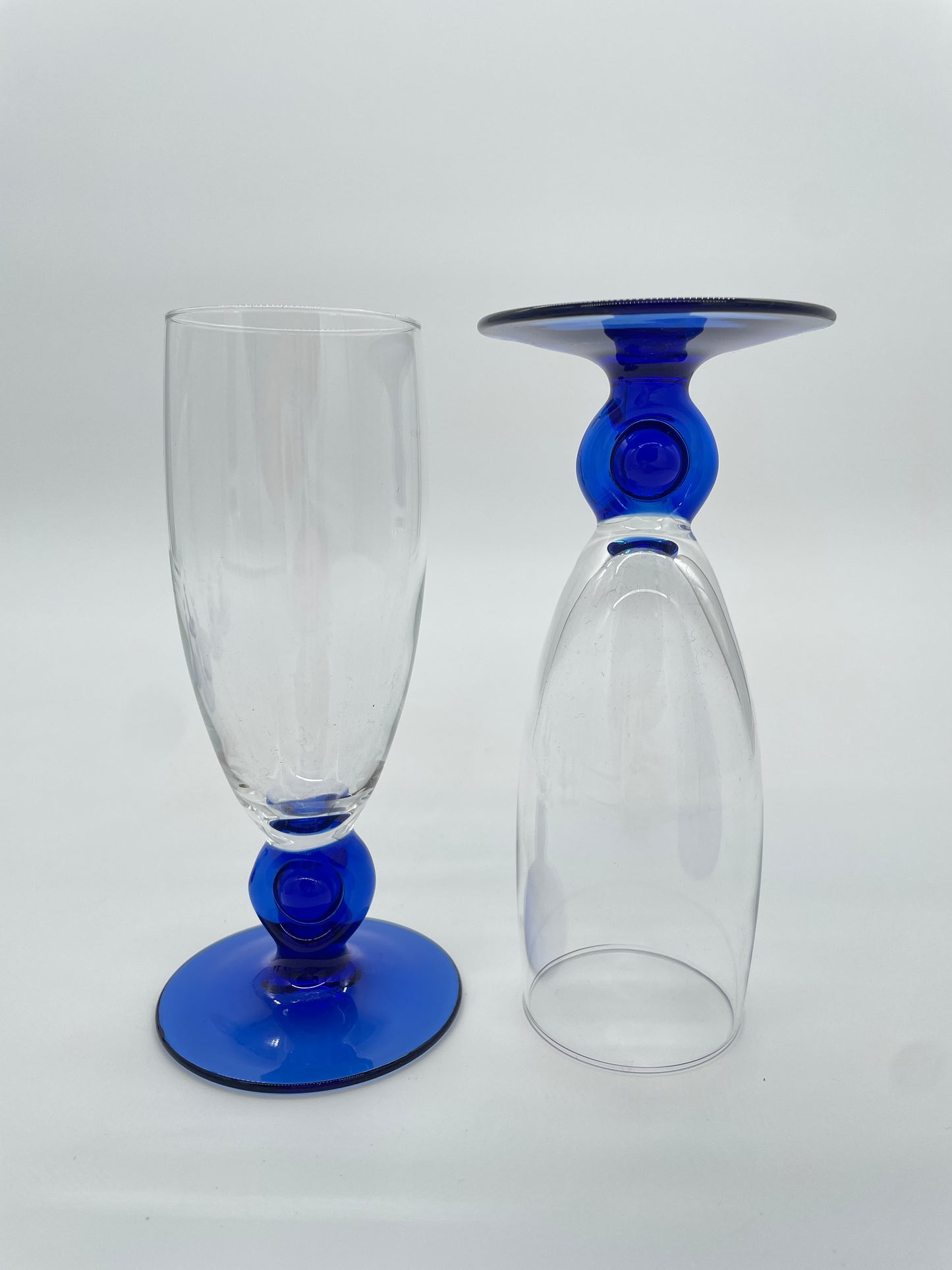 Vintage champagneglazen kobalt blauw 6 stuks