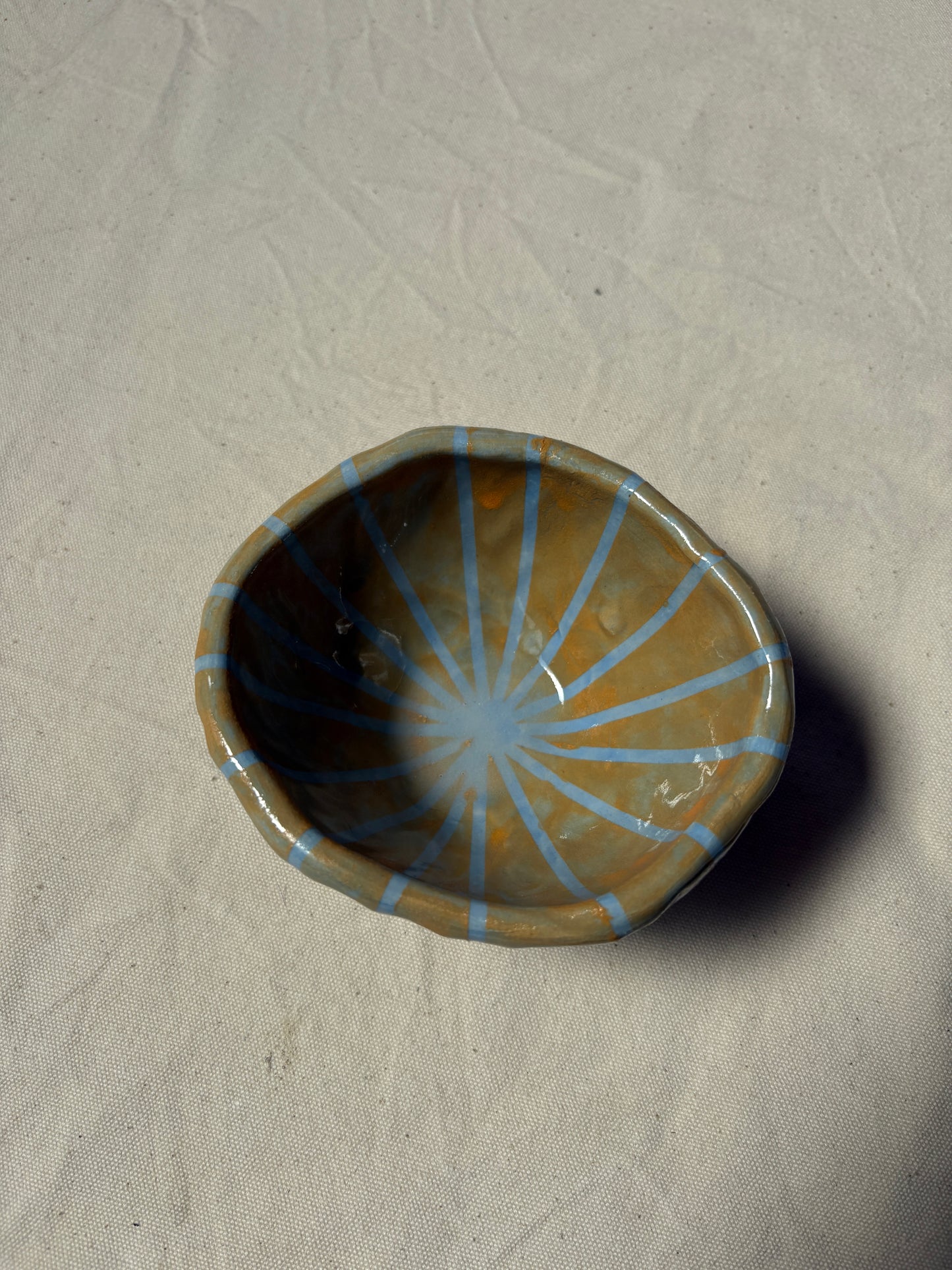 SALE oranje blauw gestreept bakje