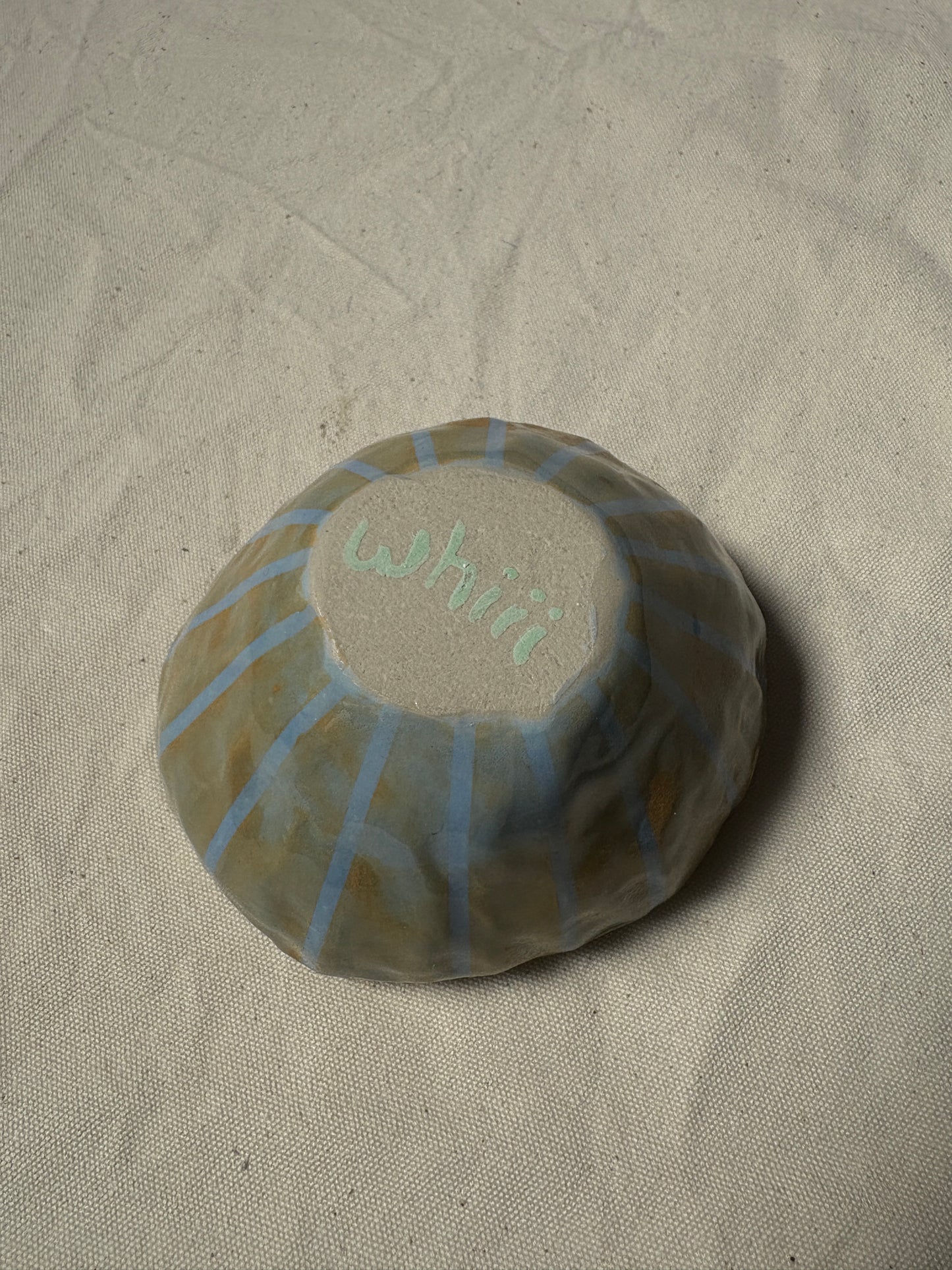 SALE oranje blauw gestreept bakje