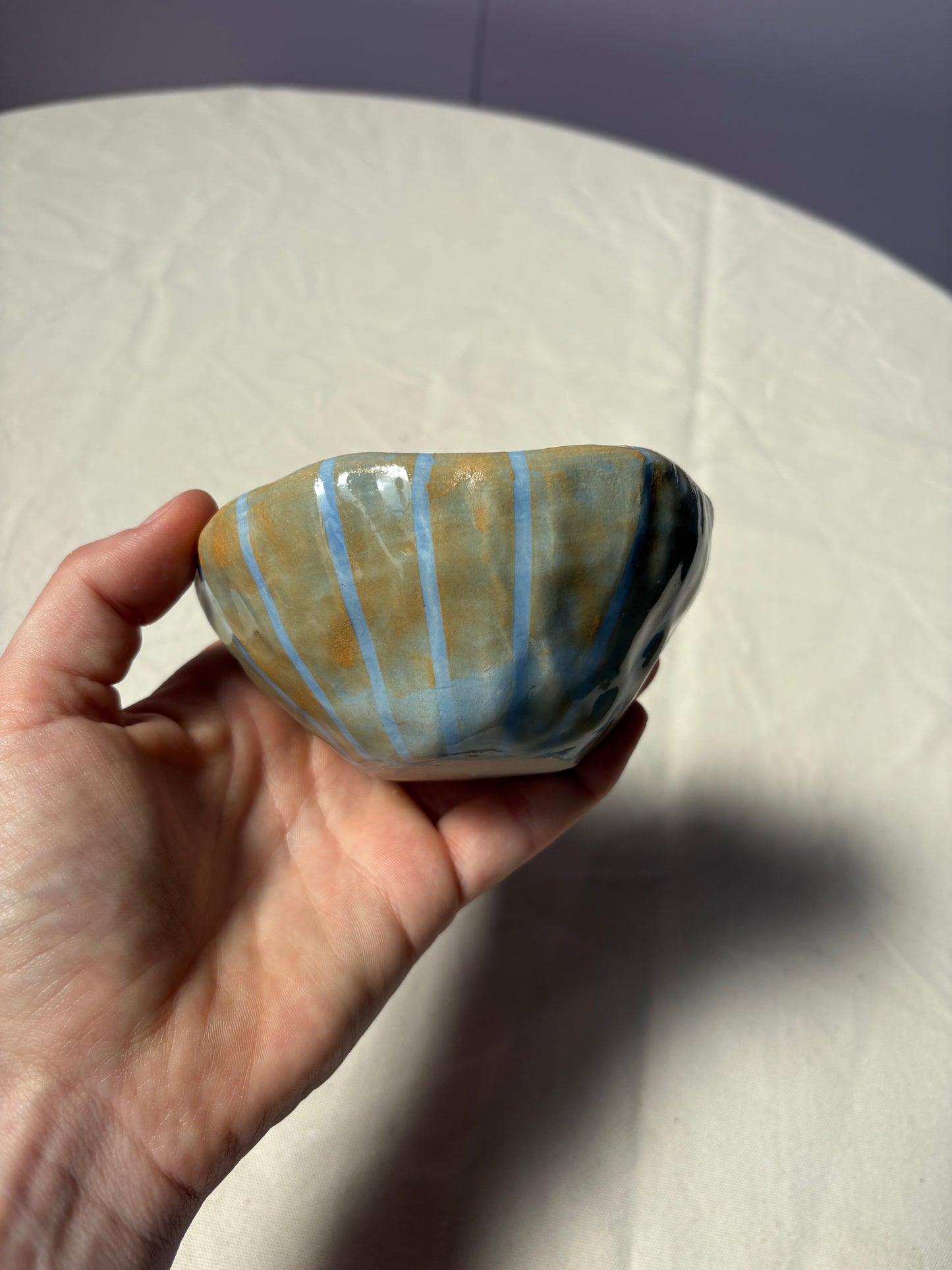 SALE oranje blauw gestreept bakje