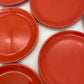 Vintage lunchborden fel koraal 6 stuks