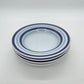 Vintage Italiaanse pastaborden wit met licht- & donkerblauwe randen 4 stuks