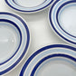 Vintage Italiaanse pastaborden wit met licht- & donkerblauwe randen 4 stuks