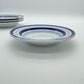 Vintage Italiaanse pastaborden wit met licht- & donkerblauwe randen 4 stuks