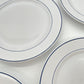 Vintage dinerborden wit met donkerblauwe rand 6 stuks
