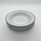 Vintage pastaborden wit met donkerblauwe rand 6 stuks