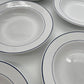 Vintage pastaborden wit met donkerblauwe rand 6 stuks
