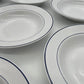 Vintage pastaborden wit met donkerblauwe rand 6 stuks