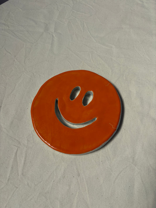 SALE Smiley onderzetter oranje wit