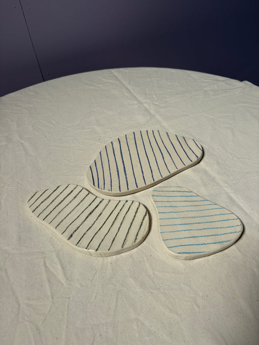 SALE drie borrelplankjes gestreept