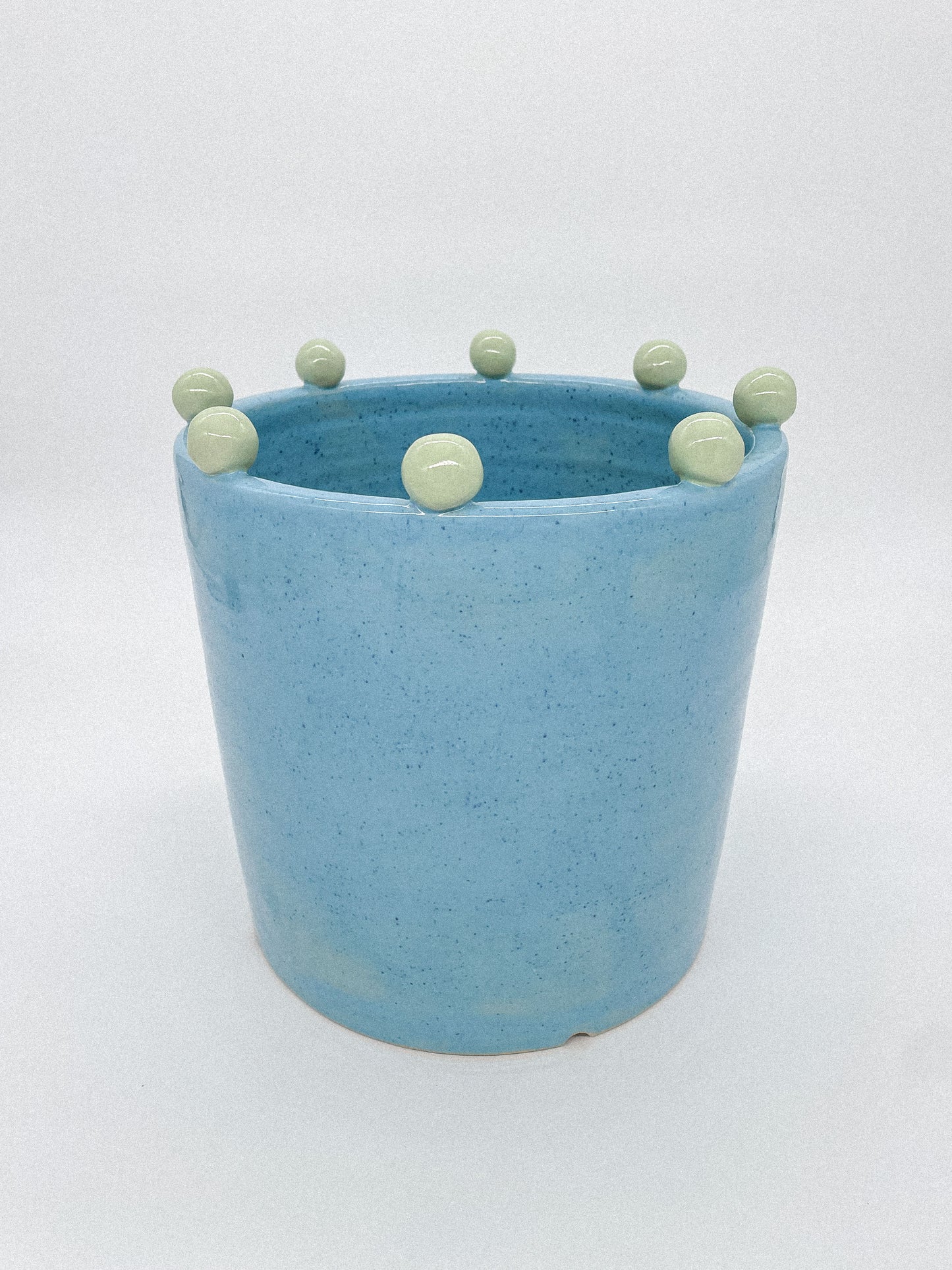 plantenpot lichtblauw met bolletjes (large)